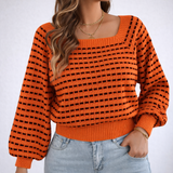 Square Neck Plaid Sweater