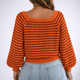 Square Neck Plaid Sweater