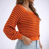 Square Neck Plaid Sweater