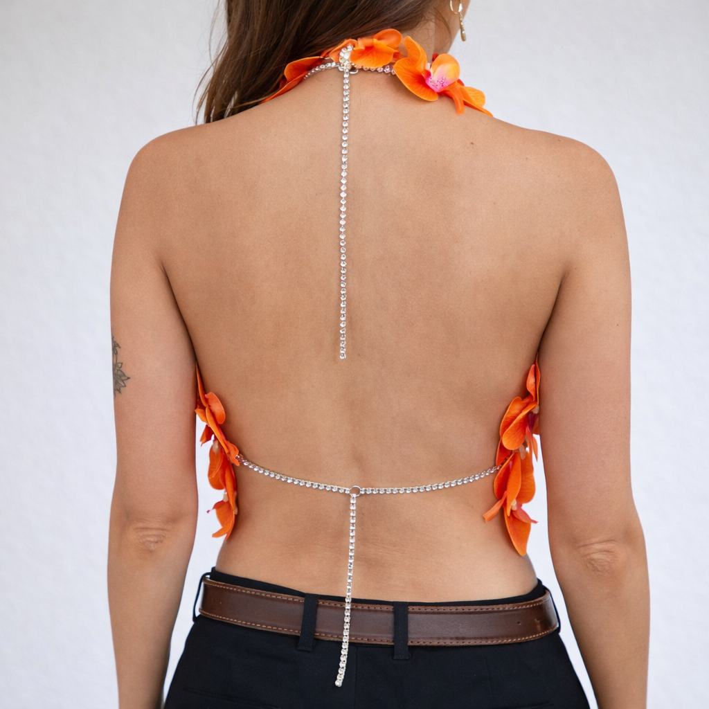 Backless Floral Bodycon