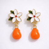 Orange Flower-Tops Oorbellen