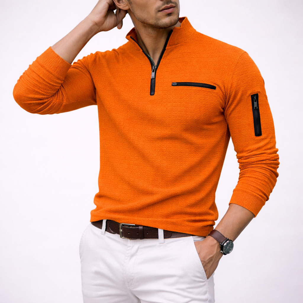 Grid Zip Sweater